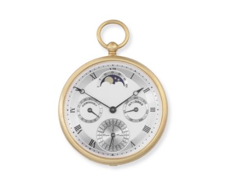 Breguet. An 18K gold keyless wind perpetual calendar pocket watch with moon phase indicationReference: 3747 RE 1Date: Circa 2