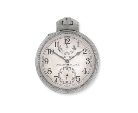 Hamilton Watch Co, Lancaster, PA., USA. A chrome plated keyless wind open face deck watch issued to the US NavyDate: Circa 19
