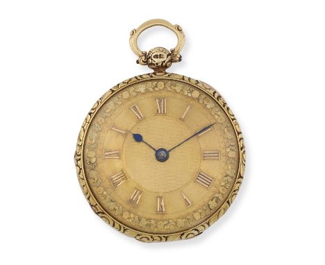 An 18K gold key wind open face pocket watchDate: London Hallmark for 1830Movement: Gilt full plate English lever, 3-arm balan