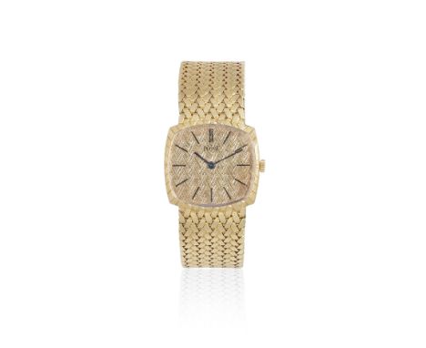 Piaget. A lady's 18K gold manual wind cushion form bracelet watchReference: 9531P5Date: Circa 1980Movement: 18-jewel Cal.9P m