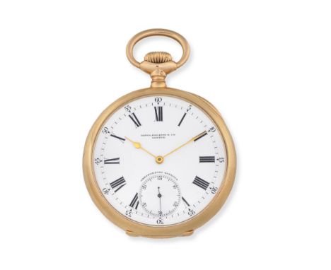 Patek Philippe. An 18K gold keyless wind open face pocket watch Retailed by Gondolo &amp; Labouriau, Rio de JaneiroModel: Gon
