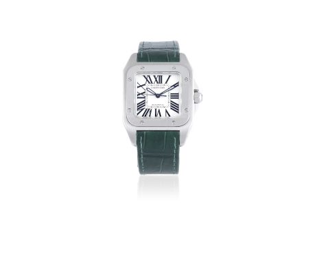 Cartier. A stainless steel automatic wristwatchModel: Santos 100Reference: 2878Date: Circa 2005Movement: 25-jewel ETA Cal.267