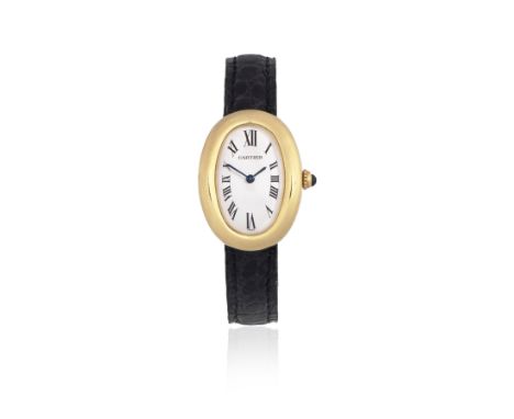 Cartier. A lady's 18K gold quartz oval wristwatchModel: BaignoireReference: 1954Date: Circa 1990Movement: 4-jewel Cal.057 qua