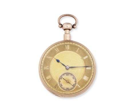 Barwise, London. An 18K gold key wind quarter repeating open face pocket watch with duplex escapementDate: London Hallmark fo