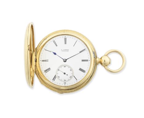 Adolph Lange, Dresden. A fine 18K gold key wind full hunter pocket watchDate: Circa 1830Movement: Gilt 1/2 plate Swiss lever,