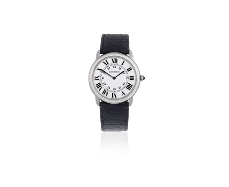 Cartier. A stainless steel quartz calendar wristwatchModel: Ronde SoloReference: 3603Date: Circa 2010Movement: 7-jewel Cal.11