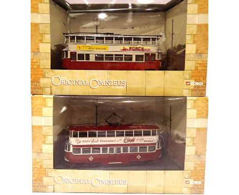Two Corgi Feltham tram cars, 40504 Metropolitan Electric and 40503 Sunderland, both excellent condition, boxed. P&amp;P Group
