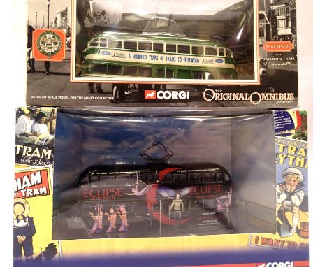 Two Corgi Blackpool trams OM 43509 Eclipse 2 and 43510 1934 Livery, both excellent condition, boxed. P&amp;P Group 1 (£14+VAT