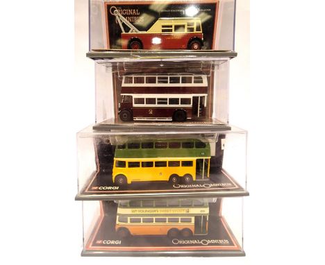 Four Corgi OOC buses, all Scottish related, Edinburgh, Glasgow x2, MacBraynes, very good-excellent condition. P&amp;P Group 1