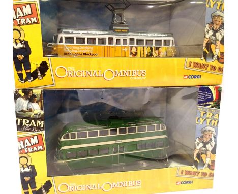 Two Corgi Blackpool trams, 44007 Brush Brannigans and 43507 Balloon 1950s, both excellent condition, boxed. P&amp;P Group 1 (