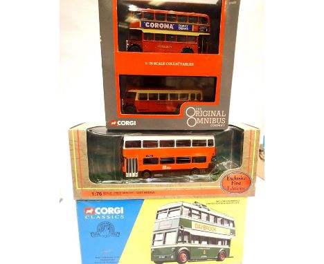 Corgi 34701 Trolley Bus - Nottingham EFE - Atlanean Manchester and Thames Valley twin set, very good-excellent condition, box
