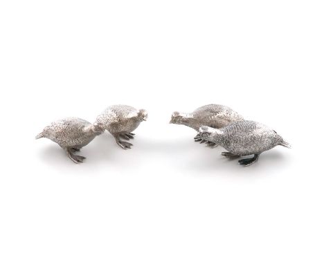 A modern set of four models of game birds, by R. Comyns, London 1970, two modelled as partridge, and two as grouse, in standi