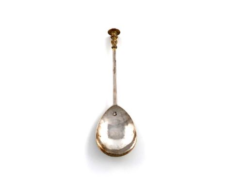 A Charles I tentatively ascribed West Country silver Seal-top spoon, marked once in the bowl and three times on the stem with