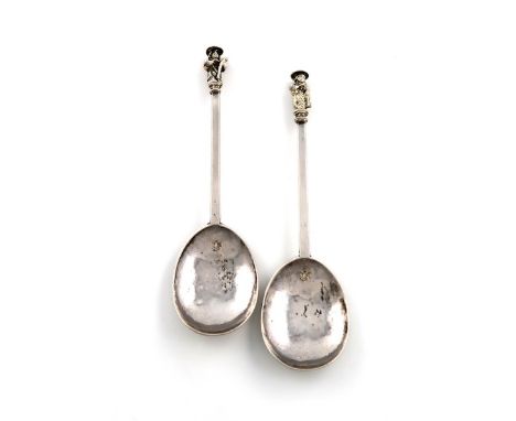 A pair of 17th century West Country silver Apostle spoons, St. Peter and St. James the Less, by William Corseley, Gloucester 