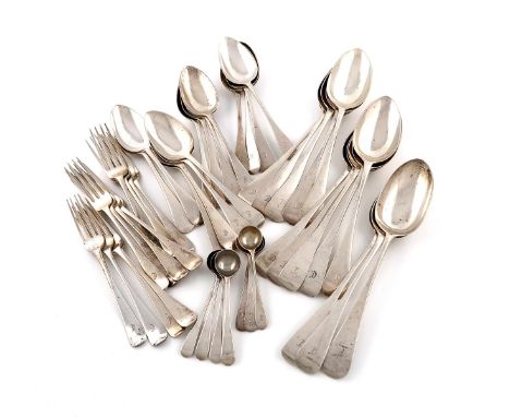 A collection of William IV and Victorian silver Old English pattern flatware, various dates and makers including Charles Boyt