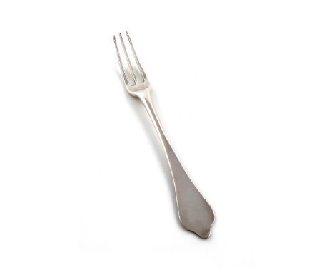 A Queen Anne Dog-nose fork, by Henry Green, London 1703, three-pronged tines, the reverse of the terminal scratch initialled 
