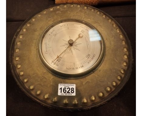 Circular brass barometer