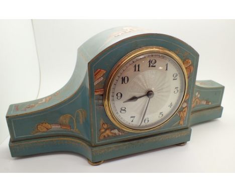 Mid Century mantel clock with Oriental decoration French movement and balance escapement
