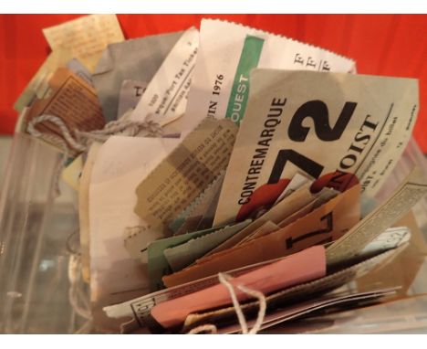 Box of mixed ticket receipts mainly motor racing related including Silverstone 