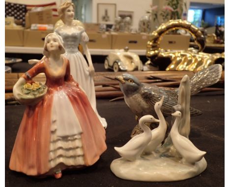 Mixed ceramics to include Beswick Doulton Janet and Anna figurines and Nao geese