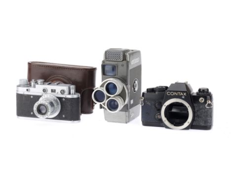 A Zorki C 35mm Rangefinder Camera, chrome, body G-VG, shutter working, rangefinder patch clear &amp; bright, together with an