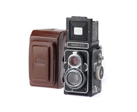 A Zeiss Ikon Ikoflex 855/16 Medium Format TLR Camera, black &amp; chrome, body G-VG, shutter working, with Carl Zeiss Jena Te
