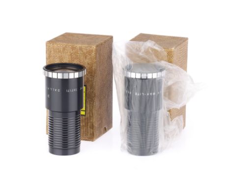 Two J. H. Dallmeyer Max-Lite 3Â½" Projection Lenses, black, serial nos. 587171/542255, bodies, VG-E, one still in original fa