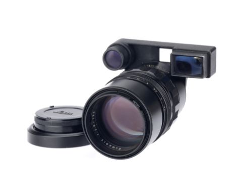 A Leitz Canada Elmarit f/2.8 135mm Camera Lens, black, body G-VG, serial no. 2289520, optics G-VG, some light haze present, w