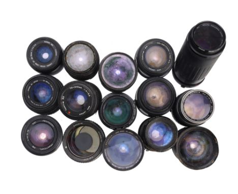 A Mixed Selection of Camera Zoom Lenses, from makers including Minolta, Canon, Olympus, &amp; more, all lenses require cleani