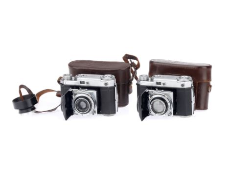 Two Kodak Retina II 35mm Rangefinder Cameras, to include a Retina II, body G-VG, shutter working, RF patch bright &amp; clear