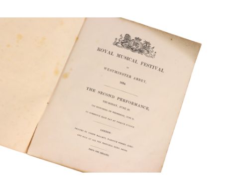 Royal Musical Festival at Westminster Abbey thursday June 1834 program Royal Musical Festival at Westminster Abbey thursday J