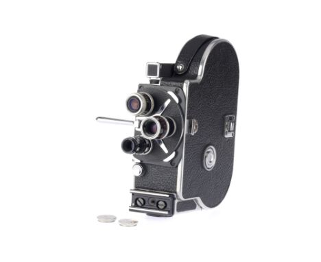 A Paillard Bolex H8 8mm Motion Picture Camera, black &amp; chrome, serial no. 170129, c.1959, body G-VG, motor winds &amp; ru