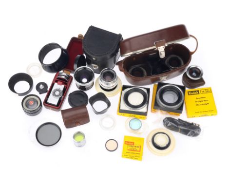 A Mixed Selection of Zeiss Ikon &amp; Kodak Camera Accessories, to include a Zeiss Ikon lens caddy, hoods, filters, &amp; mor