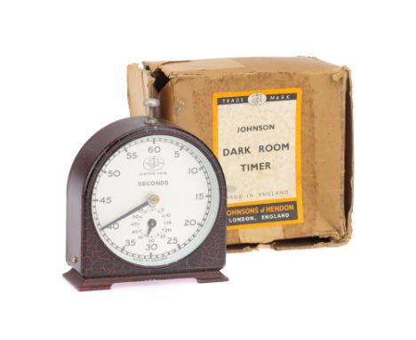 A Johnson Darkroom Clockwork Timer, black &amp; red crackle paint, working at time of auction, in maker's box,