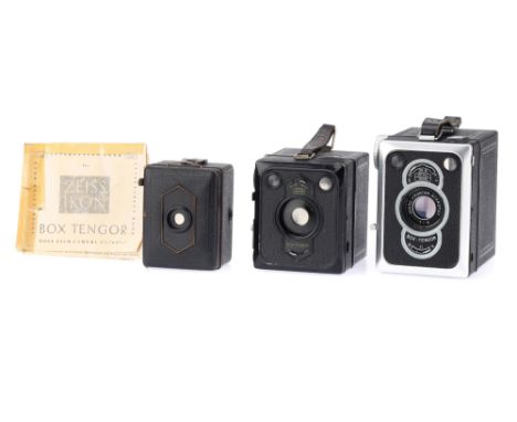 Three Zeiss Ikon Box Tengor Cameras, to include a Zeiss Ikon Box Tengor 54, body G-VG, shutter working, optics G, some light 