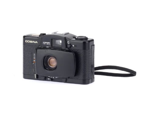 A Cosina CX-2 35mm Compact Camera, black, body G-VG, shutter working when batteries are inserted, shutter speeds &amp; meter 