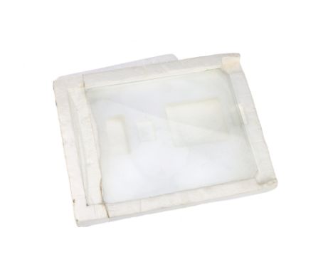 An 8" x 10" Fresnel Lens, to include an 8" x 10" fresnel, together with an 8" x 10" convex optic of glass, both with corners 