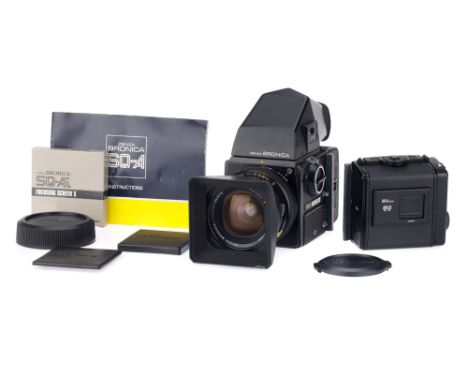 A Zenza Bronica SQ-A Medium Format SLR Camera, black, body G, some chips to paint &amp; areas show signs of use, together wit