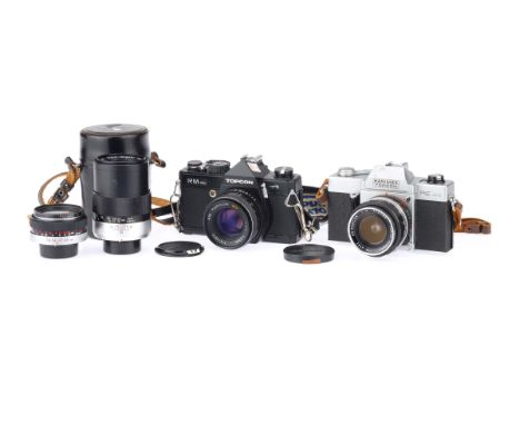 A Selection of Topcon Cameras &amp; Lenses, to include a Hanimex Topcon RE Auto, body G-VG, shutter working, mirror moves slo