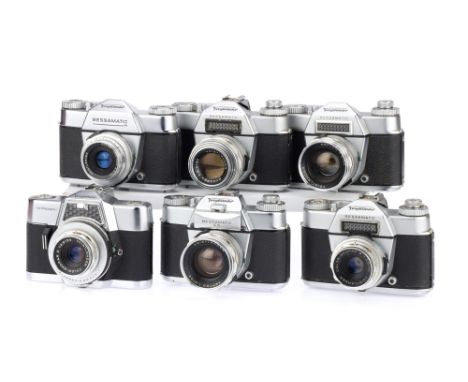 A Selection of Voigtlander 35mm SLR Cameras comprising an Ultramatic camera with a Color-Skopar X f/2.8 50mm lens, a Bessamat