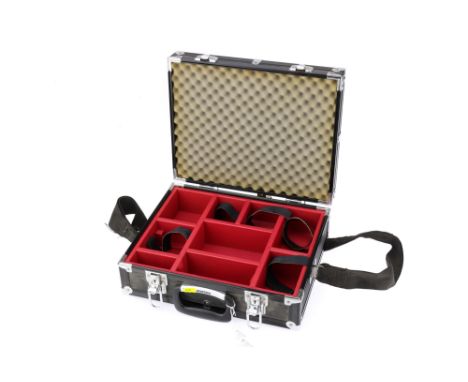 A Black Flight Case Customised for Leica Cameras, with custom inserts, possibly for Leica R or Leica M,