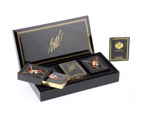 A Presentation Set of Bridge Playing Cards by Erte, designed by Erte (at the age of 90) for the Sobranie Bridge Challenge, ad
