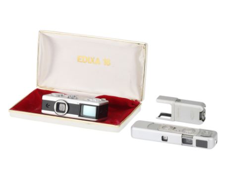 A Minox B and a Wirgin Edixa Subminiature Cameras comprising a chrome Minox B camera, 1958-70, with a Complan f/3.5 15mm lens