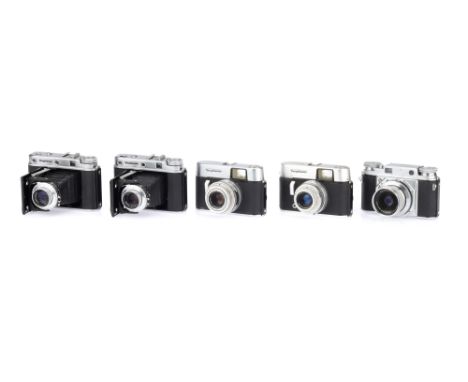 A Selection of Voigtlander Cameras comprising a VoigtlÃ¤nder Prominent 35mm rangefinder camera with a Color-Skopar f/3.5 50mm