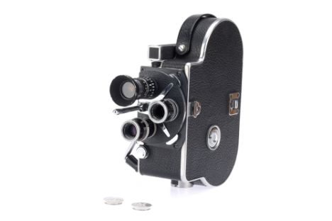 A Paillard Bolex H8 Deluxe Double 8mm Motion Picture Camera, black &amp; chrome, serial no. 159553, c.1959, motor winds &amp;