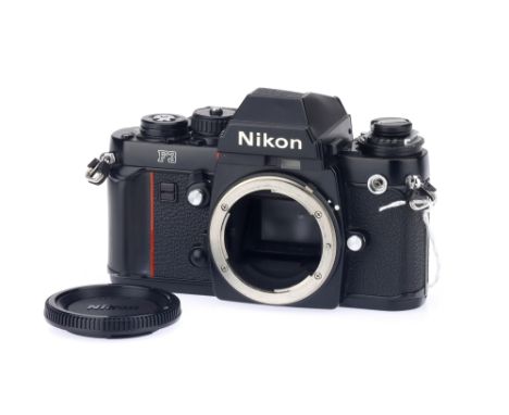 A NIkon F3 SLR 35mm Camera Body, black, serial no. 1948069, body, VG, shutter not tested
