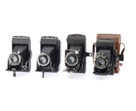 Four Voigtlander and Zeiss Ikon 6 x 9cm Roll Film Folding Cameras comprising a VoigtlÃ¤nder Bessa RF rangefinder camera, 1936