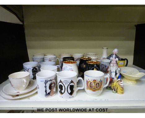 A quantity of commemorative ware to include Doulton George V coronation beaker, Carltonware jug etc.