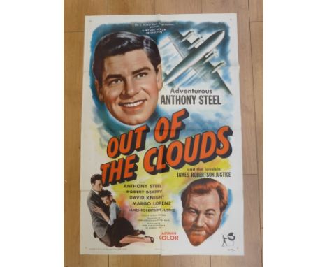 Three vintage film posters to include 'Out of the Clouds' starring Anthony Steel, Robert Beatty, David Knight and James Rober