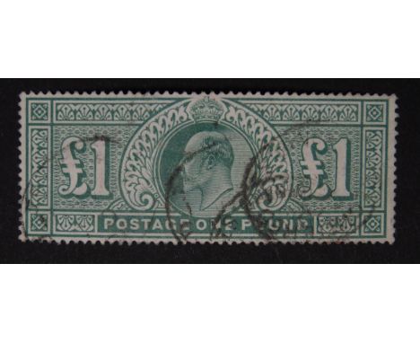 GB 1911-13 £1 deep green used SG 320, light cancellations 